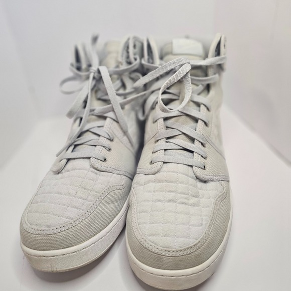 Nike Air Jordan 1 Mid SE Light Grey Quilted Men's Sneakers Size 15 - Picture 9 of 10